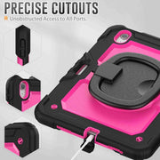 For iPad Air 11 2024 Handle Silicone Hydric PC Tablet Case with Shoulder Strap(Rose Red PC)