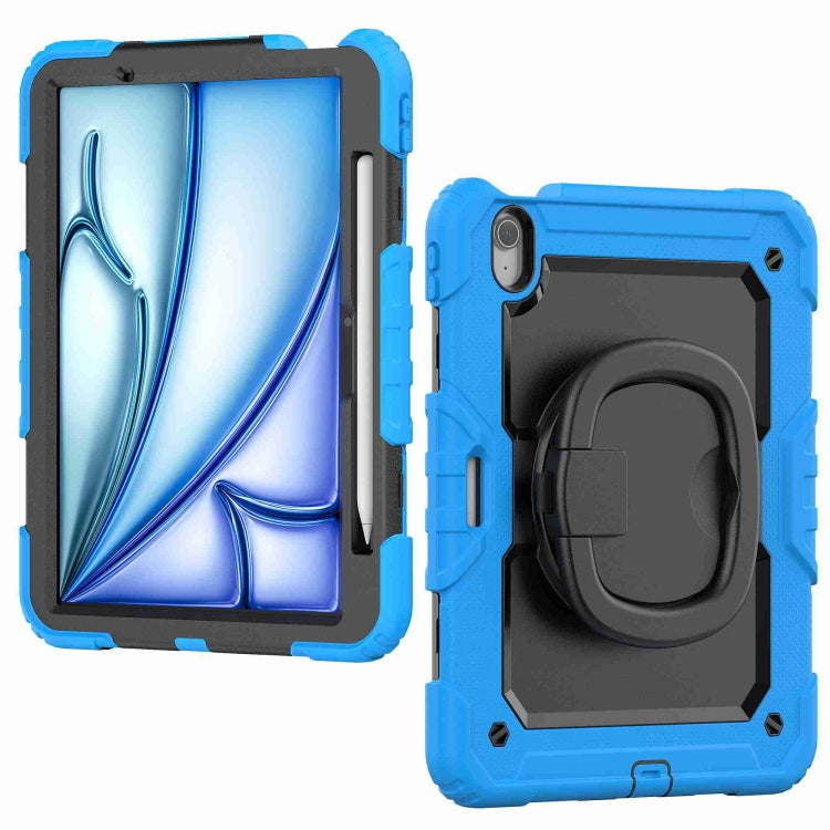 For iPad Air 11 2025 / 2024 Handle Silicone Hydric PC Tablet Case with Shoulder Strap(Light Blue)