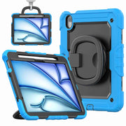 For iPad Air 11 2025 / 2024 Handle Silicone Hydric PC Tablet Case with Shoulder Strap(Light Blue)