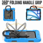 For iPad Air 11 2025 / 2024 Handle Silicone Hydric PC Tablet Case with Shoulder Strap(Light Blue)