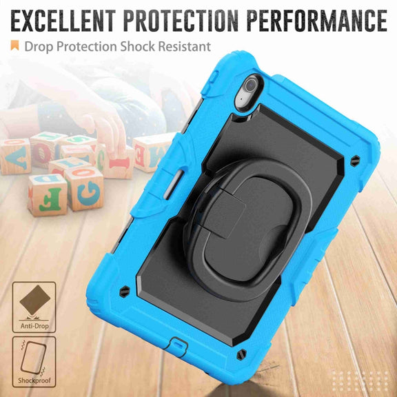 For iPad Air 11 2025 / 2024 Handle Silicone Hydric PC Tablet Case with Shoulder Strap(Light Blue)