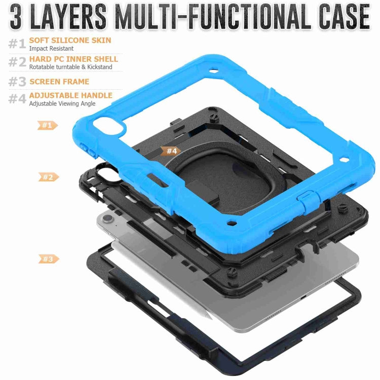 For iPad Air 11 2025 / 2024 Handle Silicone Hydric PC Tablet Case with Shoulder Strap(Light Blue)
