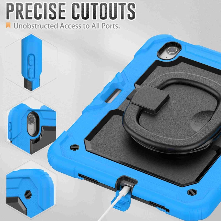 For iPad Air 11 2025 / 2024 Handle Silicone Hydric PC Tablet Case with Shoulder Strap(Light Blue)