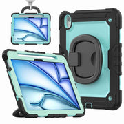 For iPad Air 11 2024 Handle Silicone Hydric PC Tablet Case with Shoulder Strap(Light Blue PC)