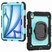 For iPad Air 11 2024 Handle Silicone Hydric PC Tablet Case with Shoulder Strap(Light Blue PC)