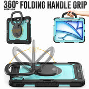 For iPad Air 11 2024 Handle Silicone Hydric PC Tablet Case with Shoulder Strap(Light Blue PC)