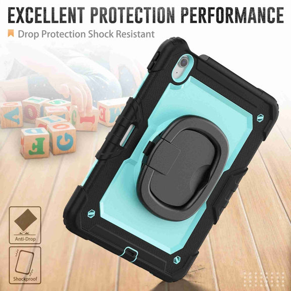 For iPad Air 11 2024 Handle Silicone Hydric PC Tablet Case with Shoulder Strap(Light Blue PC)