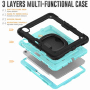 For iPad Air 11 2024 Handle Silicone Hydric PC Tablet Case with Shoulder Strap(Light Blue PC)