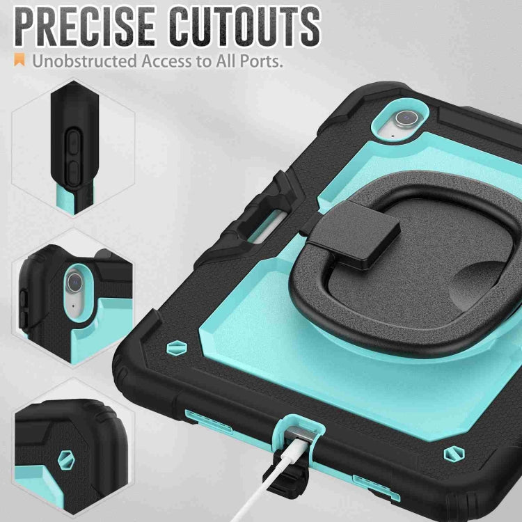 For iPad Air 11 2024 Handle Silicone Hydric PC Tablet Case with Shoulder Strap(Light Blue PC)