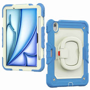 For iPad Air 11 2024 Handle Silicone Hydric PC Tablet Case with Shoulder Strap(Cyan-blue)