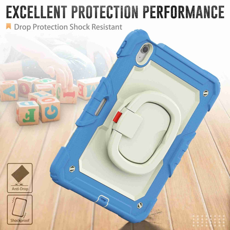 For iPad Air 11 2024 Handle Silicone Hydric PC Tablet Case with Shoulder Strap(Cyan-blue)