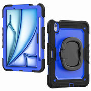 For iPad Air 11 2024 Handle Silicone Hydric PC Tablet Case with Shoulder Strap(Dark Blue PC)