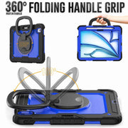 For iPad Air 11 2024 Handle Silicone Hydric PC Tablet Case with Shoulder Strap(Dark Blue PC)