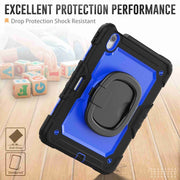 For iPad Air 11 2024 Handle Silicone Hydric PC Tablet Case with Shoulder Strap(Dark Blue PC)