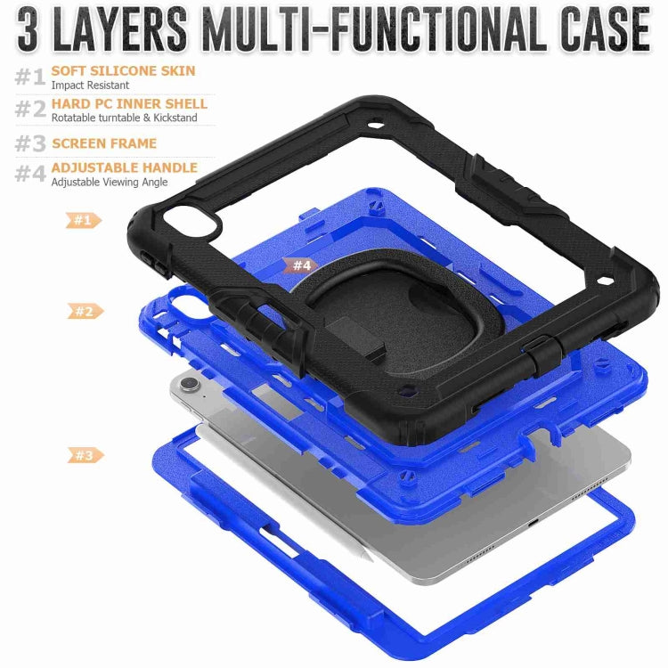 For iPad Air 11 2024 Handle Silicone Hydric PC Tablet Case with Shoulder Strap(Dark Blue PC)