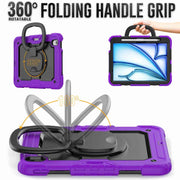 For iPad Air 11 2024 Handle Silicone Hydric PC Tablet Case with Shoulder Strap(Purple)