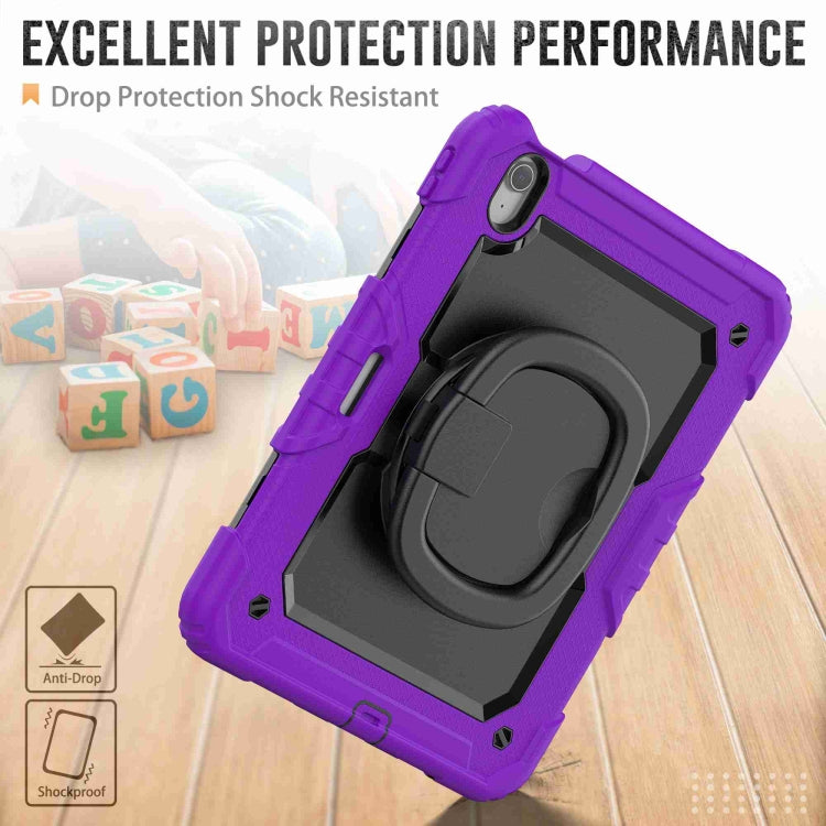 For iPad Air 11 2024 Handle Silicone Hydric PC Tablet Case with Shoulder Strap(Purple)