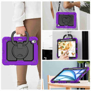 For iPad Air 11 2024 Handle Silicone Hydric PC Tablet Case with Shoulder Strap(Purple)