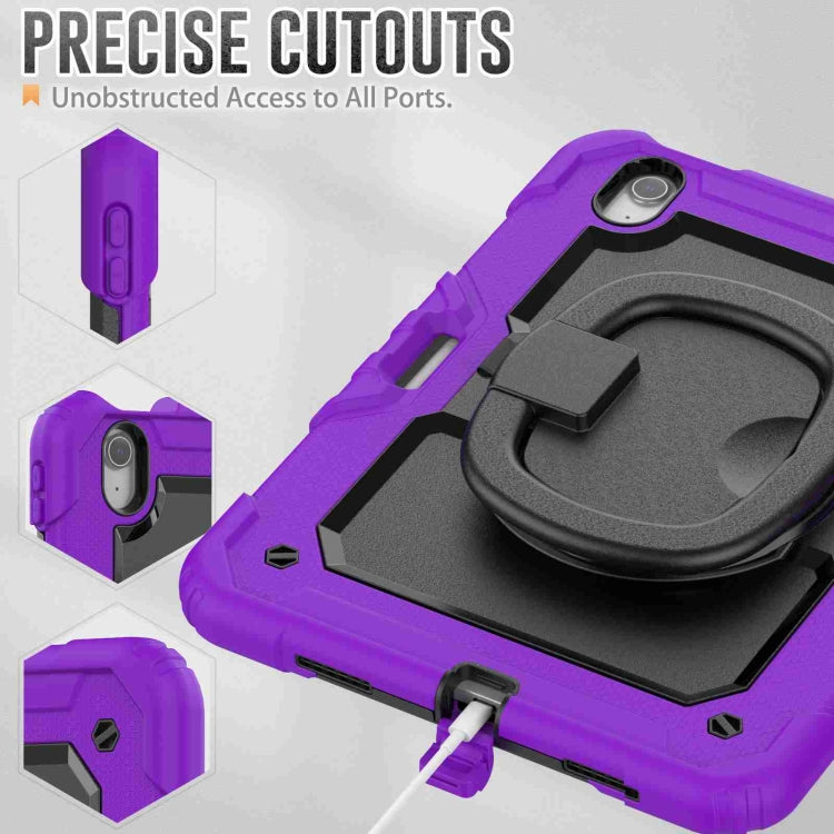 For iPad Air 11 2024 Handle Silicone Hydric PC Tablet Case with Shoulder Strap(Purple)