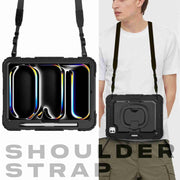 For iPad Pro 11 2024 Handle Silicone Hydric PC Tablet Case with Shoulder Strap(Black)
