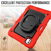 For iPad Pro 11 2024 Handle Silicone Hydric PC Tablet Case with Shoulder Strap(Red)