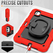 For iPad Pro 11 2024 Handle Silicone Hydric PC Tablet Case with Shoulder Strap(Red)