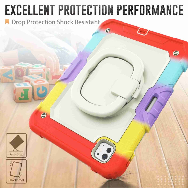 For iPad Pro 11 2024 Handle Silicone Hydric PC Tablet Case with Shoulder Strap(Camouflage Red)