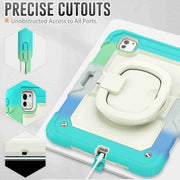 For iPad Pro 11 2024 Handle Silicone Hydric PC Tablet Case with Shoulder Strap(Camouflage Light Blue)