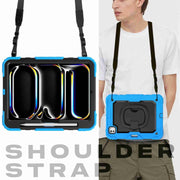 For iPad Pro 11 2024 Handle Silicone Hydric PC Tablet Case with Shoulder Strap(Light Blue)