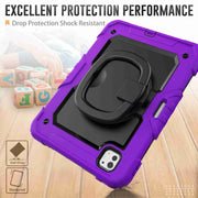 For iPad Pro 11 2024 Handle Silicone Hydric PC Tablet Case with Shoulder Strap(Purple)