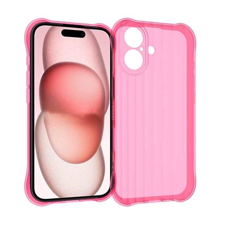 For iPhone 16 Water Ripple Fine Hole TPU Phone Case(Pink)