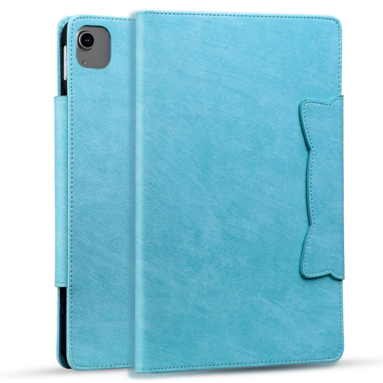 For iPad Air 13 2024 Cat Buckle Leather Smart Tablet Case(Sky Blue)