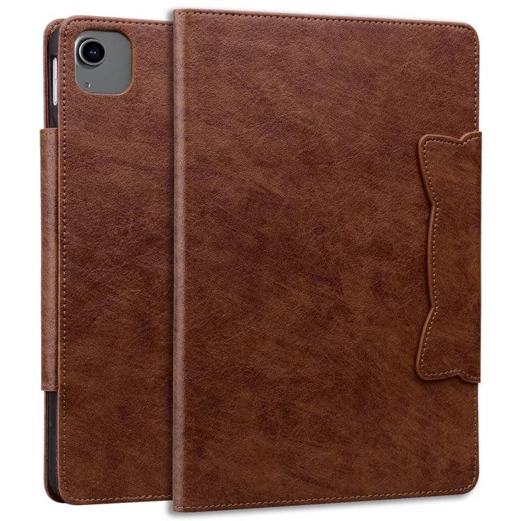 For iPad Air 13 2025 / 2024 Cat Buckle Leather Smart Tablet Case(Brown)