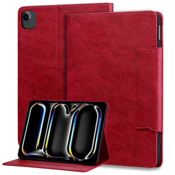 For iPad Air 13 2025 / 2024 Cat Buckle Leather Smart Tablet Case(Red)