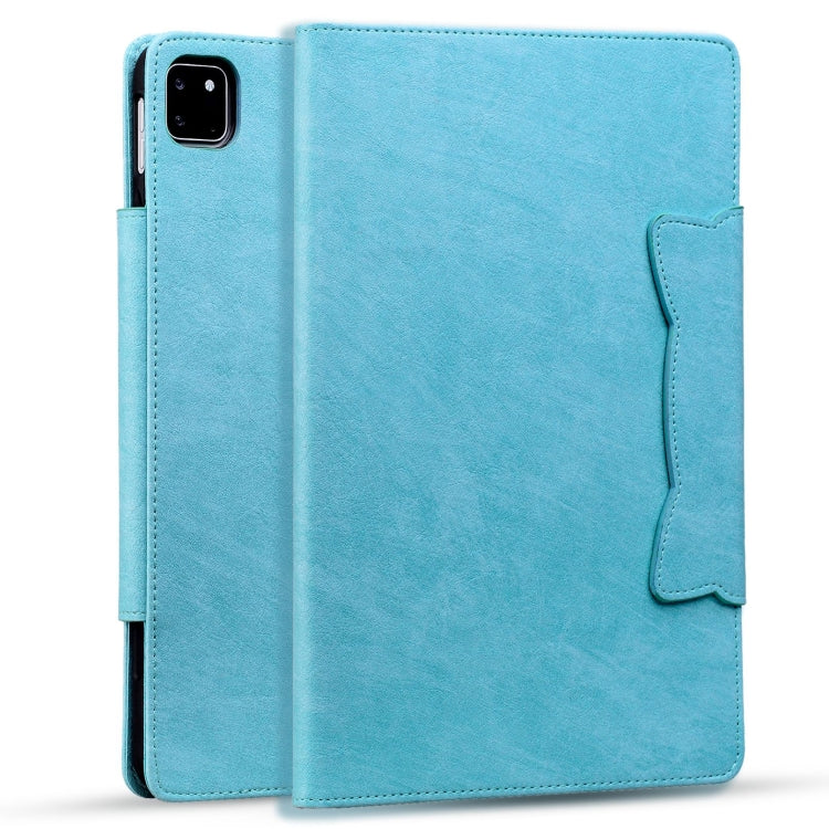 For iPad Pro 11 2024 Cat Buckle Leather Smart Tablet Case(Sky Blue)
