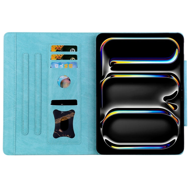 For iPad Pro 11 2024 Cat Buckle Leather Smart Tablet Case(Sky Blue)