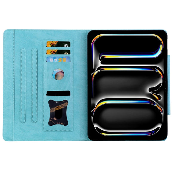 For iPad Pro 11 2024 Cat Buckle Leather Smart Tablet Case(Sky Blue)