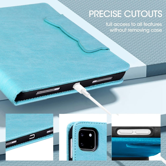 For iPad Pro 11 2024 Cat Buckle Leather Smart Tablet Case(Sky Blue)