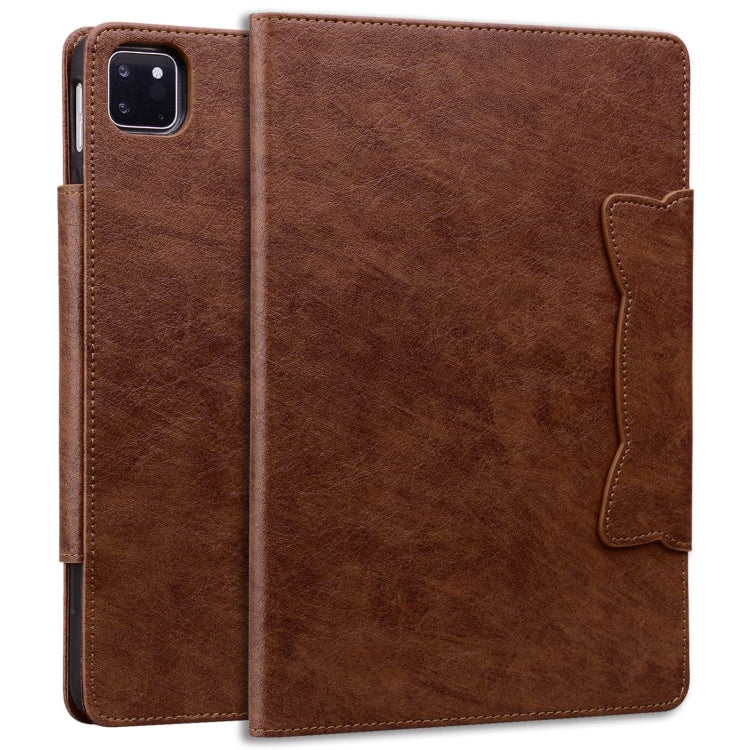 For iPad Pro 11 2024 Cat Buckle Leather Smart Tablet Case(Brown)