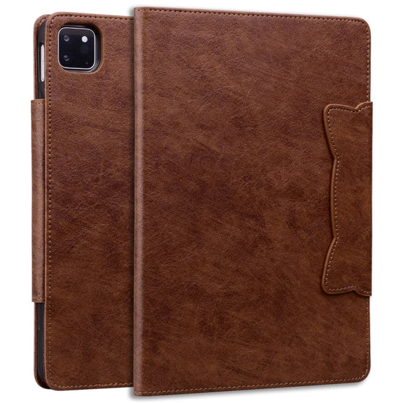 For iPad Pro 11 2024 Cat Buckle Leather Smart Tablet Case(Brown)