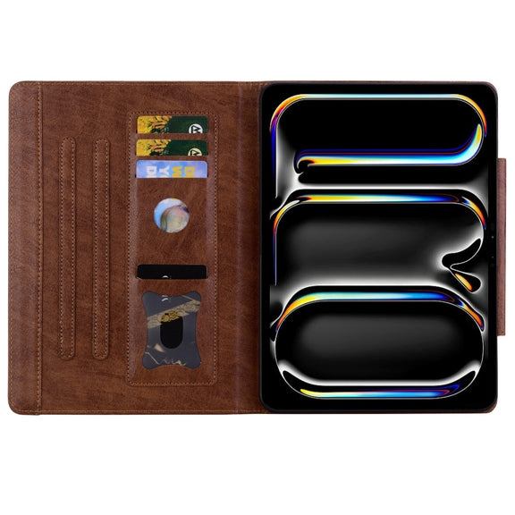 For iPad Pro 11 2024 Cat Buckle Leather Smart Tablet Case(Brown)