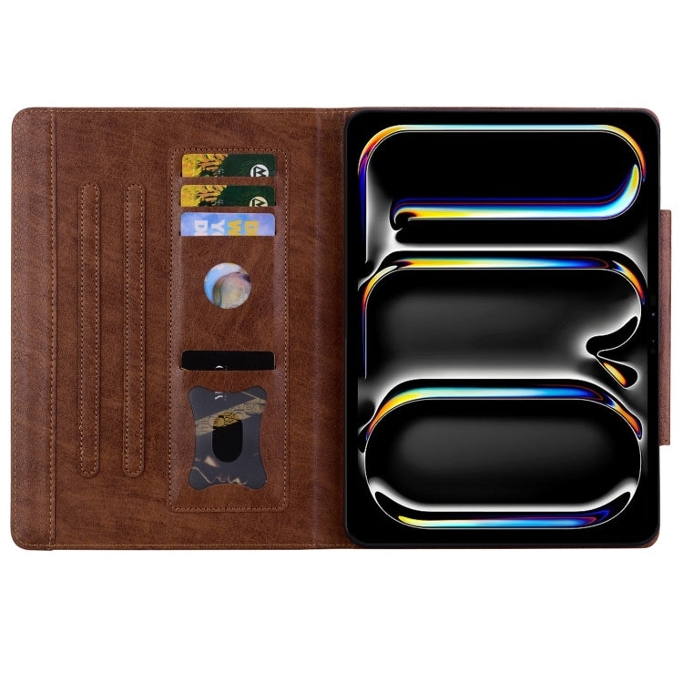 For iPad Pro 11 2024 Cat Buckle Leather Smart Tablet Case(Brown)