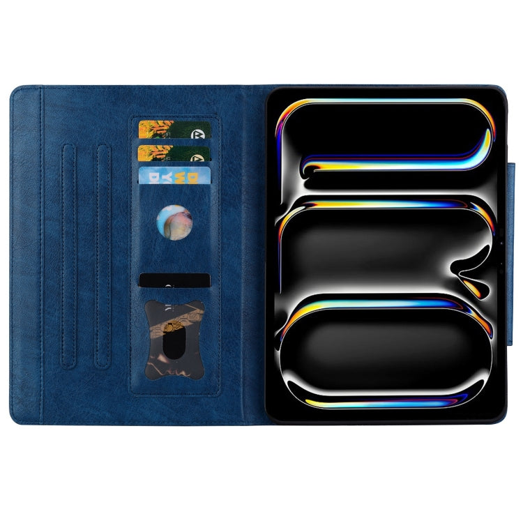 For iPad Pro 11 2024 Cat Buckle Leather Smart Tablet Case(Royal Blue)