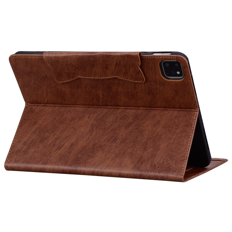 For iPad Pro 13 2024 Cat Buckle Leather Smart Tablet Case(Brown)