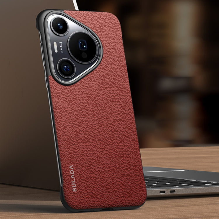 For Huawei Pura 70 Pro / 70 Pro+ SULADA Frameless Top Layer Cowhide Leather + PC Phone Case(Red)