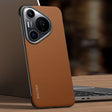 For Huawei Pura 70 SULADA Frameless Top Layer Cowhide Leather + PC Phone Case(Brown) - Huawei Cases by SULADA | Online Shopping South Africa | PMC TechLife | Buy Now Pay Later Mobicred
