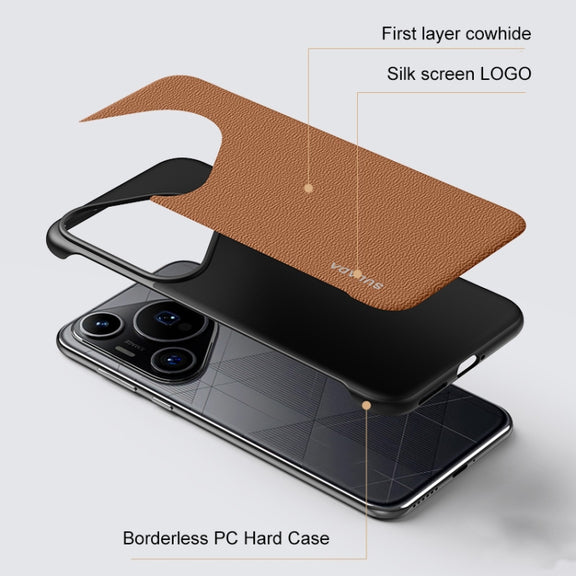 For Huawei Pura 70 Pro / 70 Pro+ SULADA Frameless Top Layer Cowhide Leather + PC Phone Case(Black)