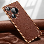 For Huawei Pura 70 SULADA TPU + Litchi Texture Leather Phone Case(Brown)