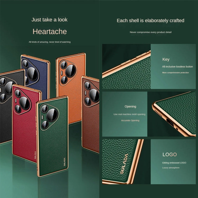 For Huawei Pura 70 SULADA TPU + Litchi Texture Leather Phone Case(Red)
