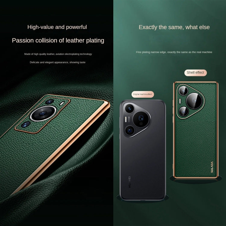 For Huawei Pura 70 Pro SULADA TPU + Litchi Texture Leather Phone Case(Red)